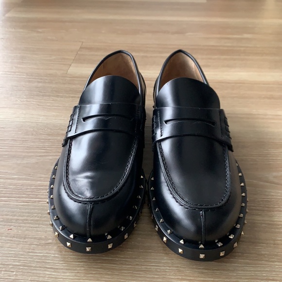 Valentino Garavani metal studded made in Italy size 8(41) slip on black moccasin main image 9